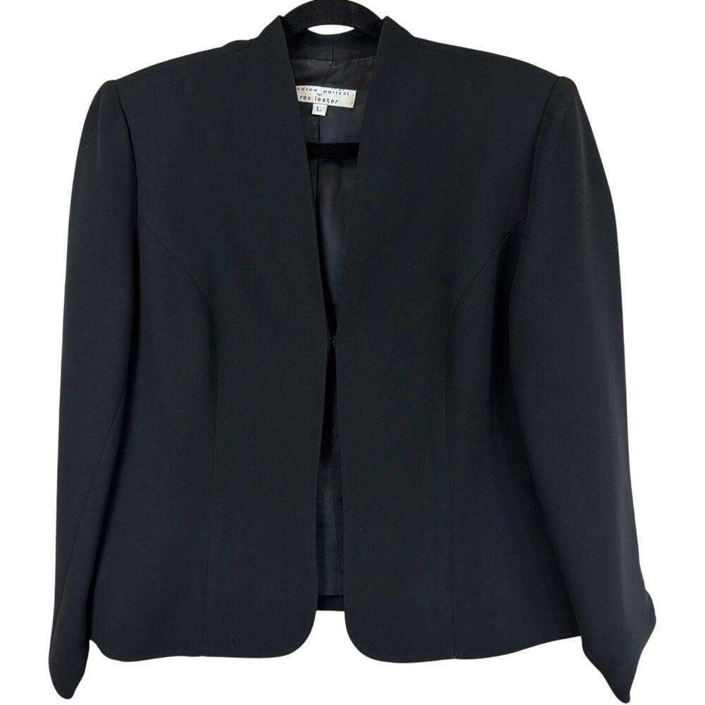 Andrea Polizzi Black Long Sleeve Hook and Eye Closure Short Jacket Blazer L